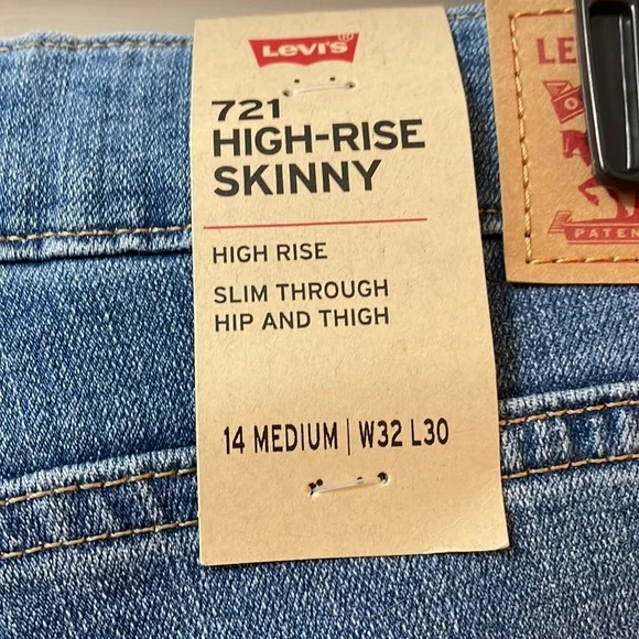 Levi 721 a high rise skinny jean - size 14- W32 L30 - Picture 8 of 9